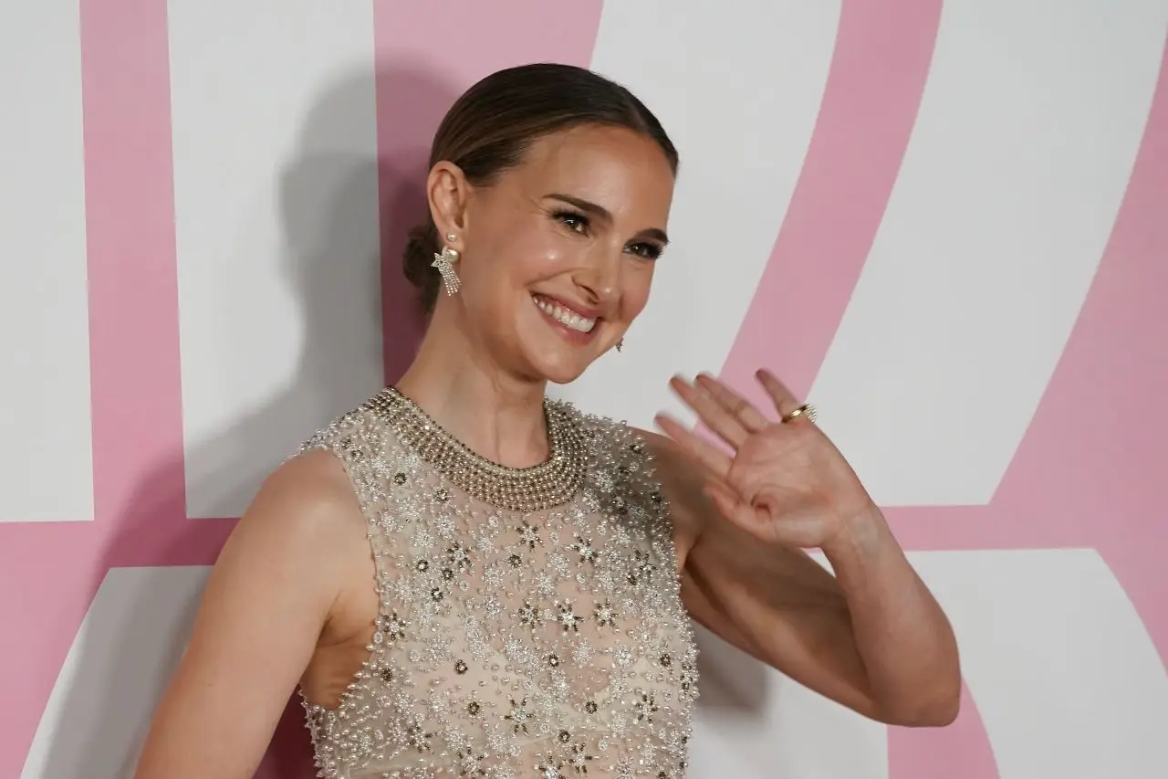 Natalie Portman Stills in Sheer and Sequins at Miss Dior Event